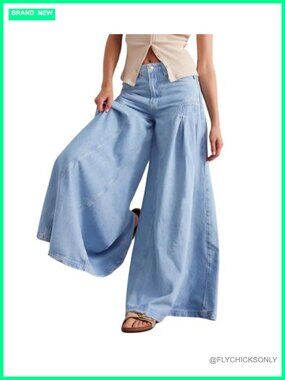 Wide Leg Flare Jeans High Rise Boyfriend Denim Pants